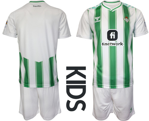 Kids Real Betis home Custom or Blank 2023-24 suit soccer jerseys