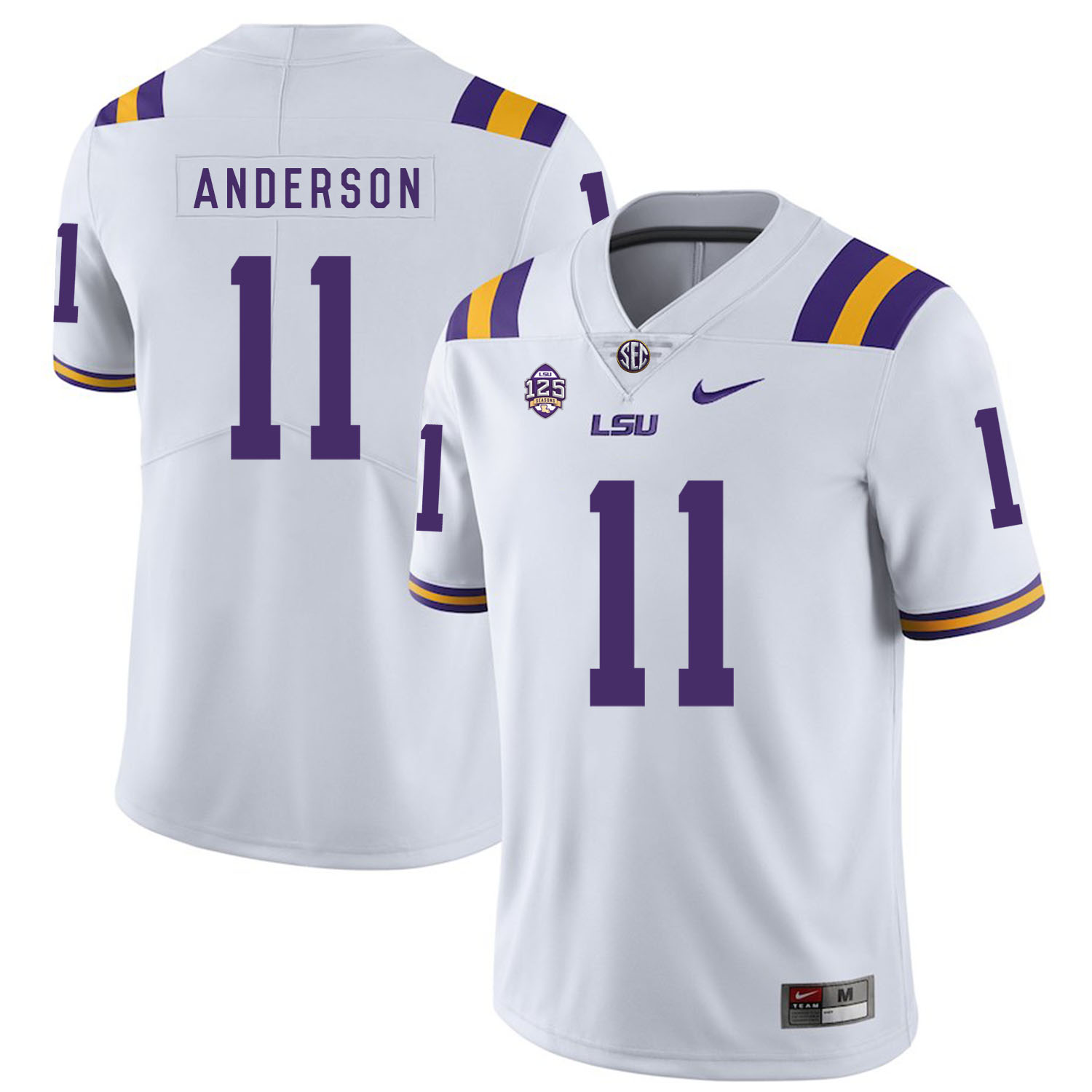 LSU Tigers 11 Dee Anderson White Nike College Football Jersey