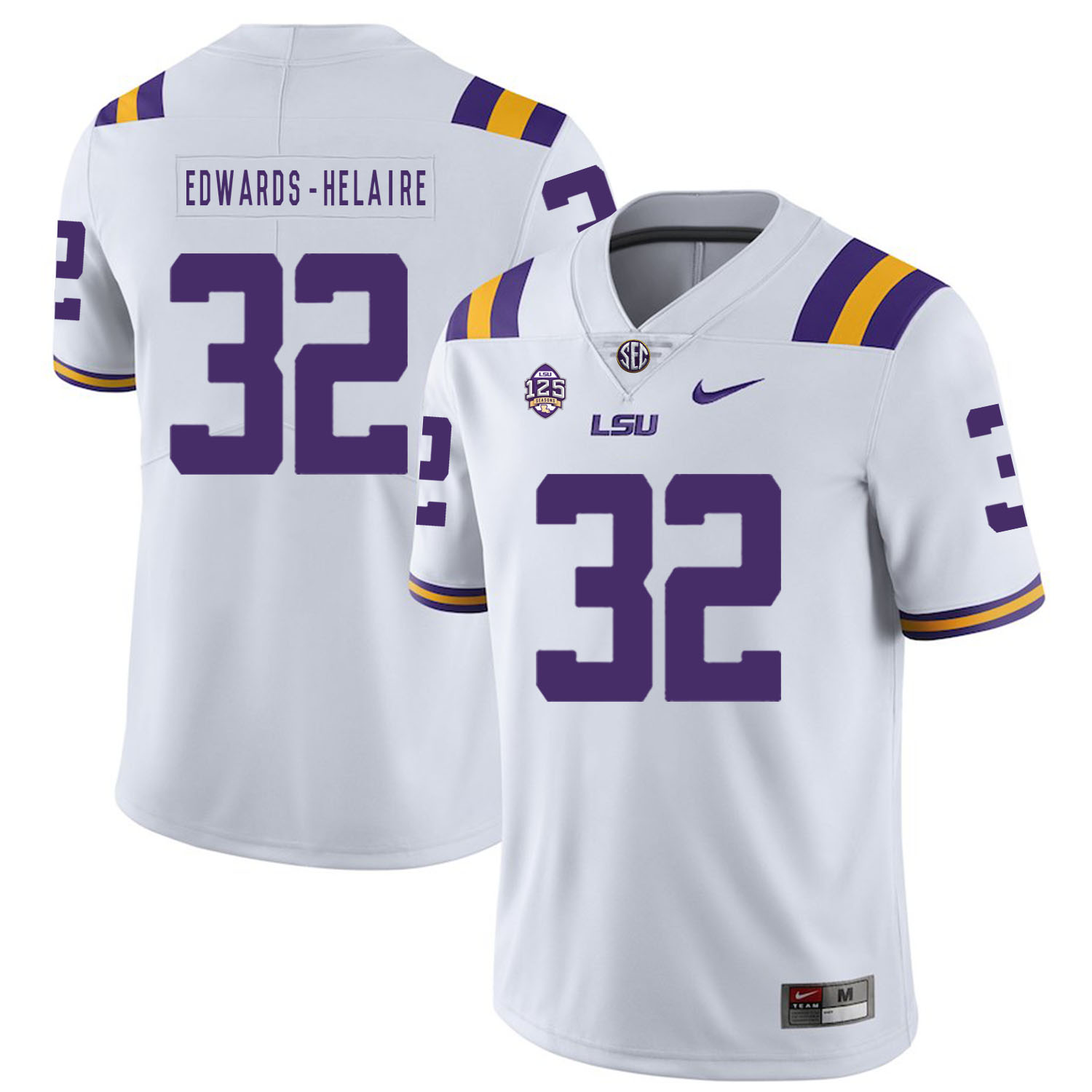LSU Tigers 32 Clyde Edwards Helaire White Nike College Football Jersey