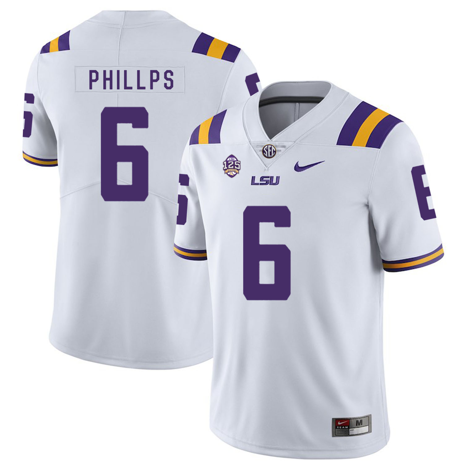 LSU Tigers 6 Jacob Phillps White Nike College Football Jersey