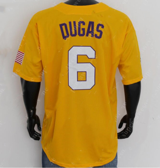 LSU Tigers College Baseball #6 Gavin Dugas All Stitched Baseball YELLOW NCAA Jerseys
