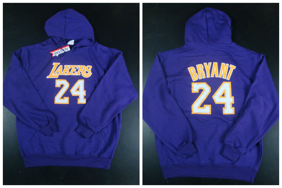 Lakers 24 Kobe Bryant Purple Pullover Hoodie