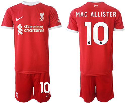 Liverpool home 10# MAC ALLISTER 2023-24 suit soccer jerseys