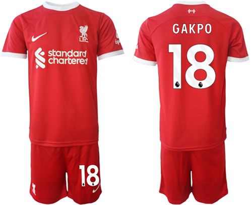 Liverpool home 18# GAKPO 2023-24 suit soccer jerseys