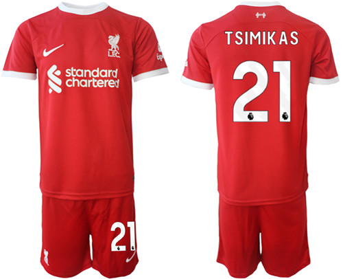 Liverpool home 21# TSIMIKAS TSIMIKAS 2023-24 suit soccer jerseys