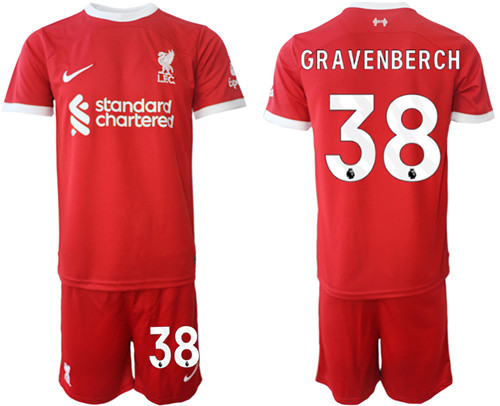 Liverpool home 38# GRAVENBERCH 2023-24 suit soccer jerseys