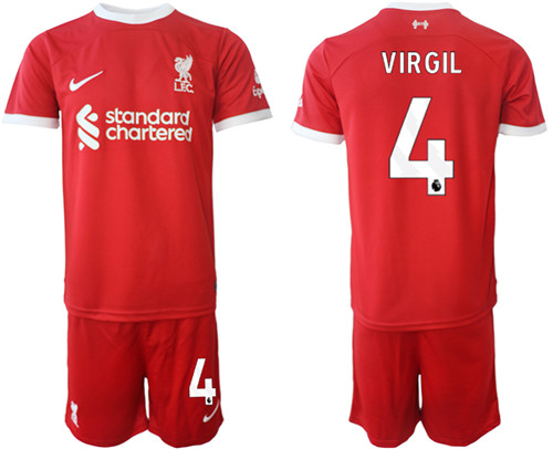 Liverpool home 4# VIRGIL 2023-24 suit soccer jerseys