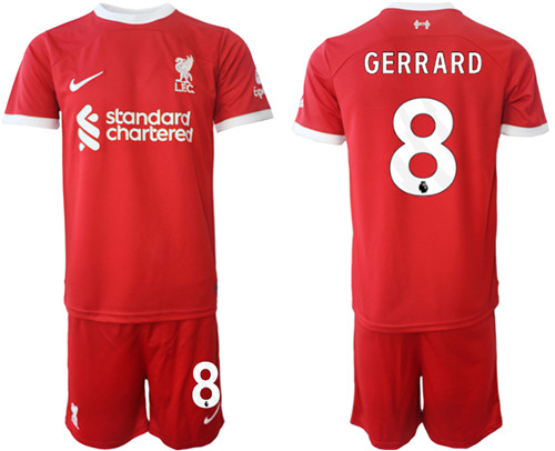Liverpool home 8# GERRARD 2023-24 suit soccer jerseys