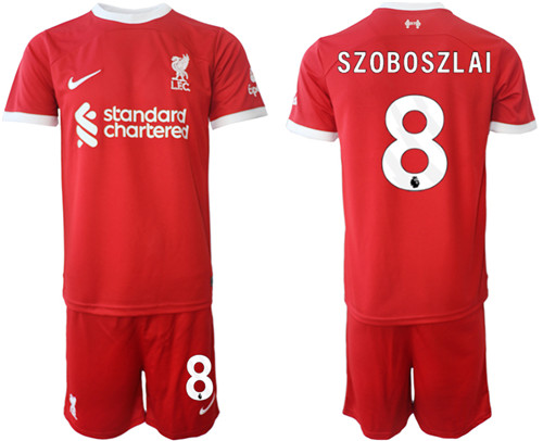 Liverpool home 8# SZOBOSZLAI 2023-24 suit soccer jerseys