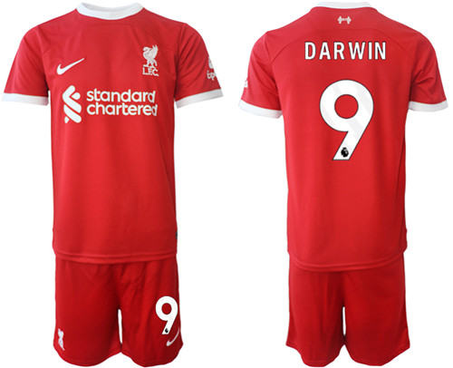 Liverpool home 9# DARWIN 2023-24 suit soccer jerseys