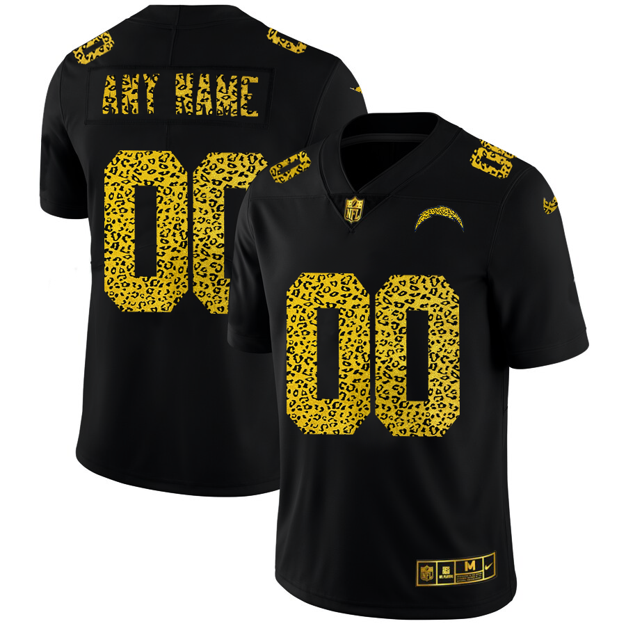 Los Angeles Chargers Custom Men's Nike Leopard Print Fashion Vapor Limited NFL Jersey Black
