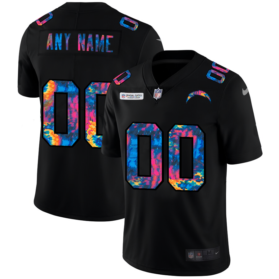 Los Angeles Chargers Custom Men's Nike Multi-Color Black 2020 NFL Crucial Catch Vapor Untouchable Limited Jersey