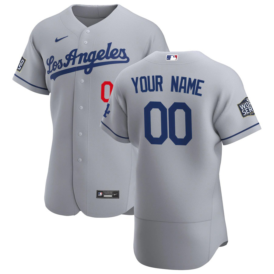 Los Angeles Dodgers Custom Men's Nike Gray Road 2020 World Series Bound Authentic Team MLB Jersey