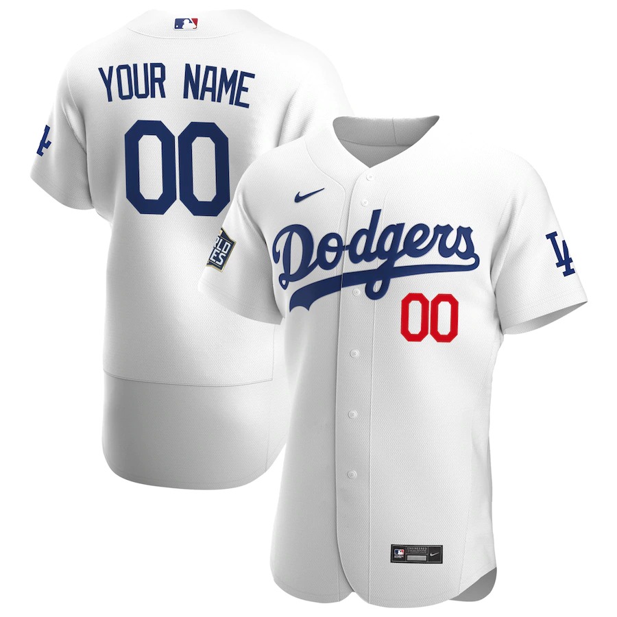 Los Angeles Dodgers Custom Men's Nike White Home 2020 World Series Bound Authentic Player MLB Jersey