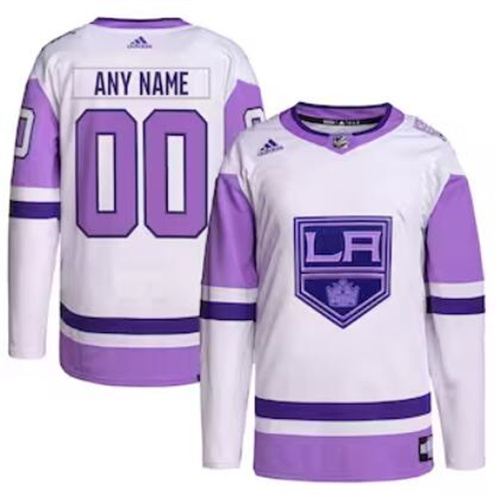 Los Angeles Kings adidas Hockey Fights Cancer Primegreen Men/Women/Youth Unisex Authentic Custom White-Purple Jersey