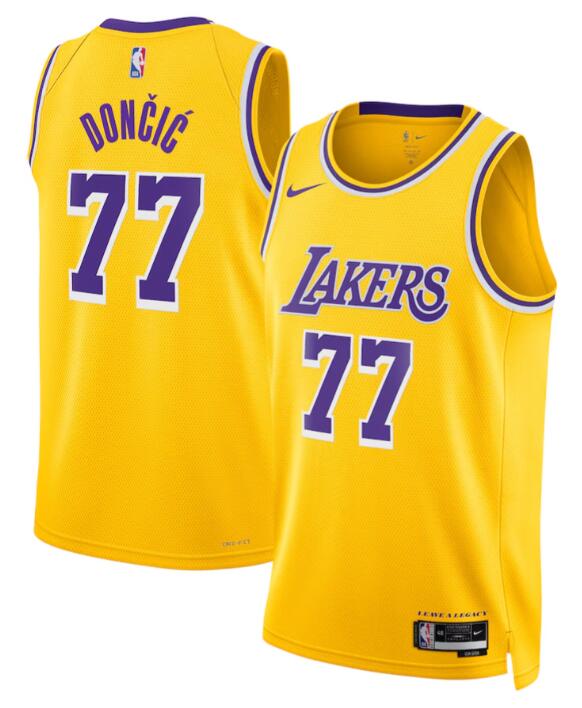 Los Angeles Lakers #77 Luka Don?i? Nike Icon Edition Swingman Luka Doncic Jersey-Gold
