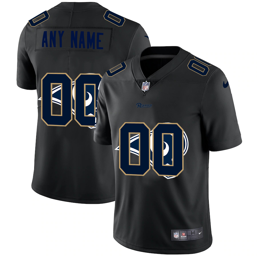 Los Angeles Rams Custom Men's Nike Team Logo Dual Overlap Limited NFL Jersey Black