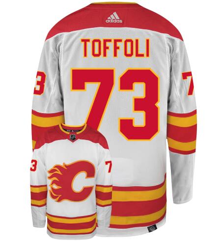MEN'S CALGARY FLAMES #73 TYLER TOFFOLI ADIDAS WHITE PRIMEGREEN AUTHENTIC NHL HOCKEY JERSEY