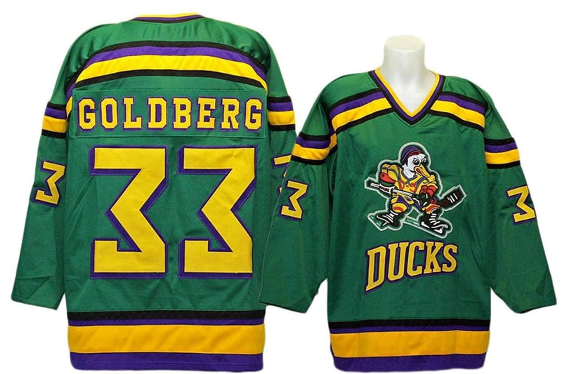 MEN'S GREG GOLDBERG #33 THE MIGHTY DUCKS HOCKEY MOVIE GREEN CCM VINTAGE THROWBACK JERSEY