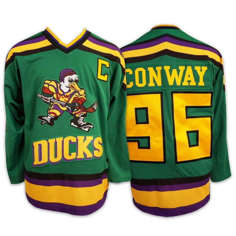 MEN'S MIGHTY DUCKS #96 CHARLIE CONWAY OFFICIAL MOVIE GREEN CCM VINTAGE THROWBACK JERSEYS