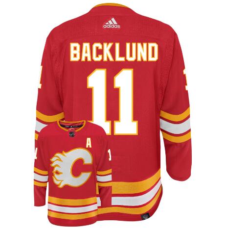 MEN'S MIKAEL BACKLUND CALGARY FLAMES #11 HOME RED ADIDAS PRIMEGREEN AUTHENTIC NHL HOCKEY JERSEY
