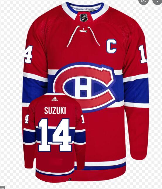 MEN'S MONTREAL CANADIENS #14 NICK SUZUKI WITH C PATCH ADIDAS AUTHENTIC HOME NHL HOCKEY JERSEY