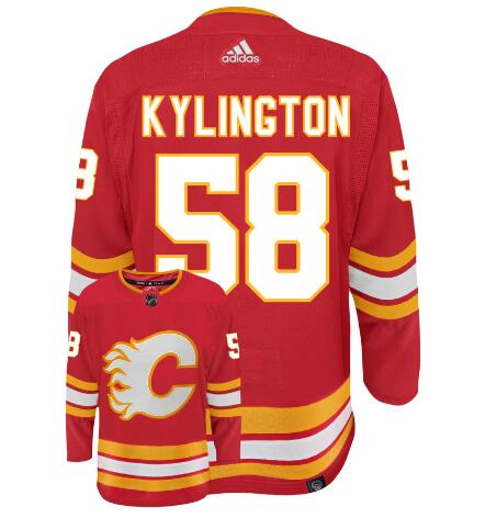 MEN'S OLIVER KYLINGTON #58 RED HOME CALGARY FLAMES ADIDAS PRIMEGREEN AUTHENTIC NHL HOCKEY JERSEY