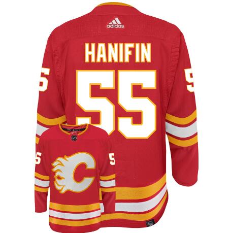 MEN NOAH HANIFIN CALGARY FLAMES #55 ADIDAS RED HOME PRIMEGREEN AUTHENTIC NHL HOCKEY JERSEY