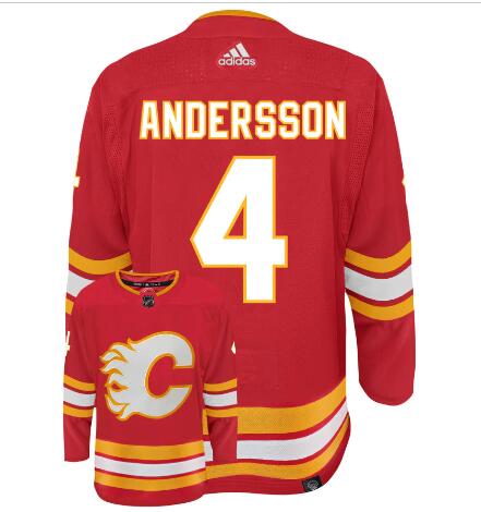 MEN RASMUS ANDERSSON CALGARY FLAMES #4 ADIDAS RED HOME PRIMEGREEN AUTHENTIC NHL HOCKEY JERSEY