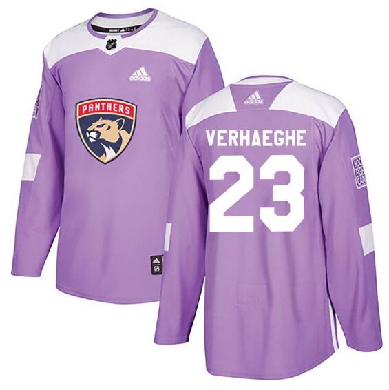 MENS FLORIDA PANTHERS #23 CARTER VERHAEGHE PURPLE FIGHTS CANCER PRACTICE JERSEY