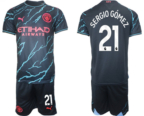 Manchester City 2nd away black 21# SERGIO GOMEZ 2023-24 suit soccer jerseys