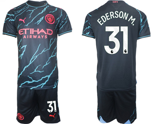 Manchester City 2nd away black 31# EDERSON M. 2023-24 suit soccer jerseys
