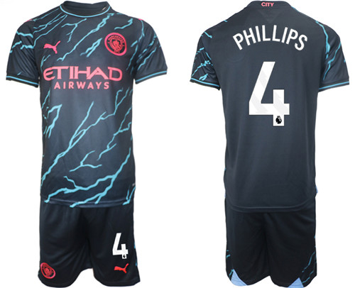 Manchester City 2nd away black 4# PHILLIPS 2023-24 suit soccer jerseys