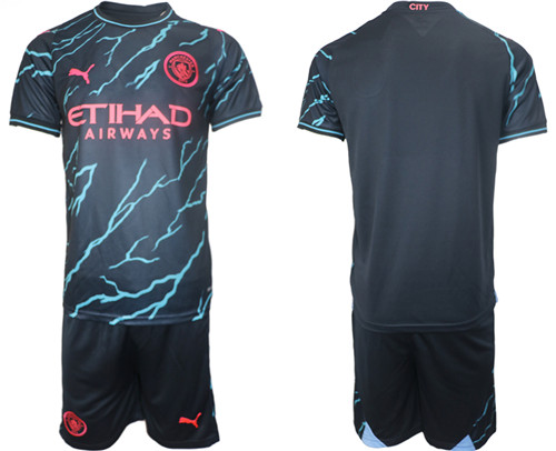 Manchester City 2nd away black Blank 2023-24 suit soccer jerseys