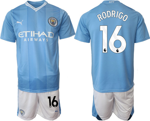 Manchester City home 16# RODRIGO 2023-24 suit soccer jerseys