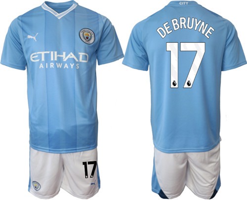 Manchester City home 17# DEBRUYNE 2023-24 suit soccer jerseys