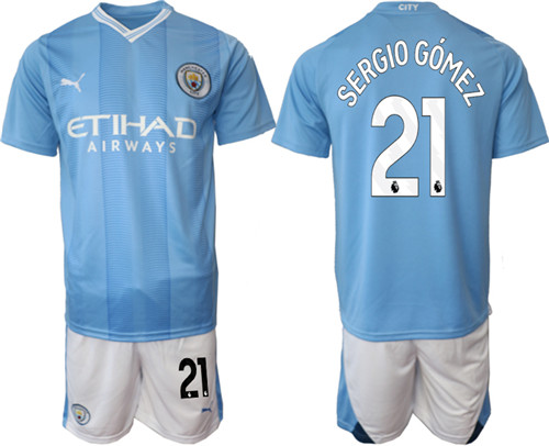 Manchester City home 21# SERGIO GOMEZ 2023-24 suit soccer jerseys