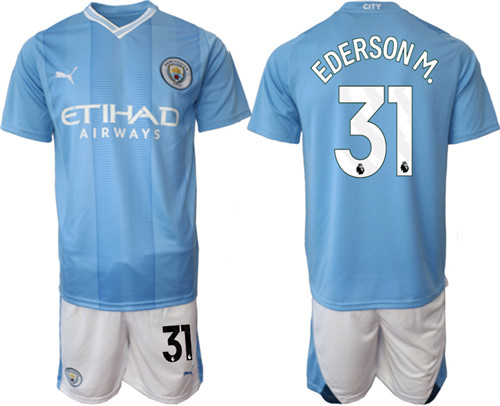 Manchester City home 31# EDERSON M. 2023-24 suit soccer jerseys