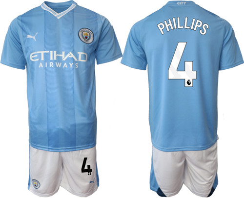 Manchester City home 4# PHILLIPS 2023-24 suit soccer jerseys