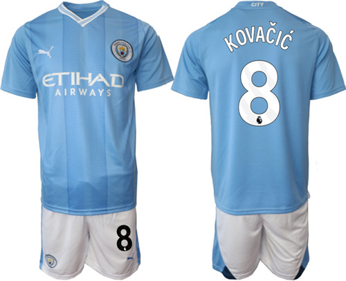 Manchester City home 8# KOVACIC 2023-24 suit soccer jerseys