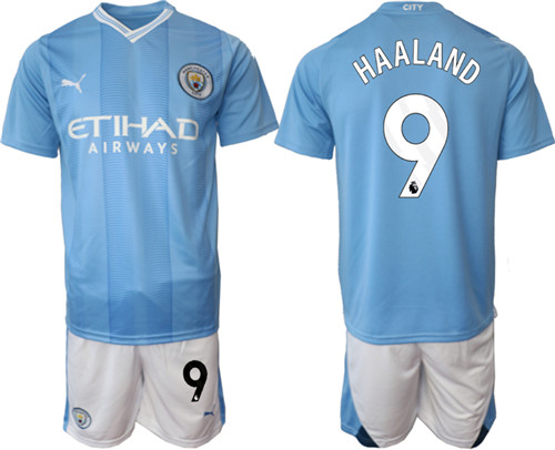 Manchester City home 9# HAALAND 2023-24 suit soccer jerseys