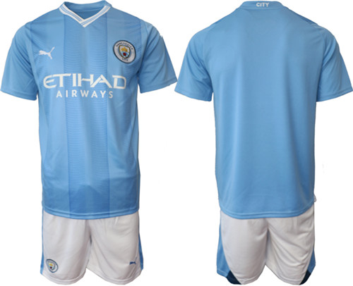 Manchester City home Blank 2023-24 suit soccer jerseys