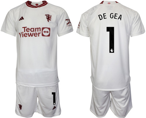 Manchester United 2nd away white 1# DE GEA 2023-24 suit soccer jerseys