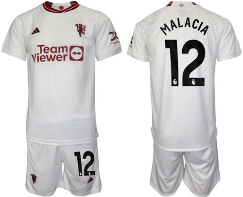 Manchester United 2nd away white 12# MALACIA 2023-24 suit soccer jerseys