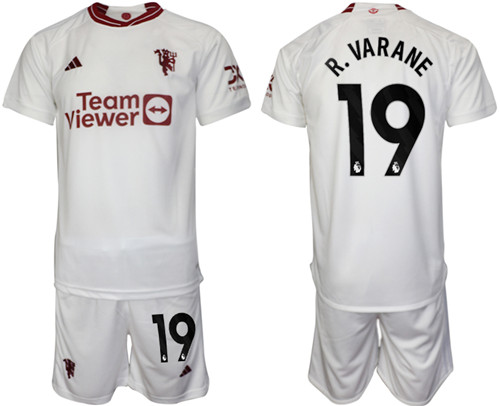 Manchester United 2nd away white 19# R.VARANE 2023-24 suit soccer jerseys