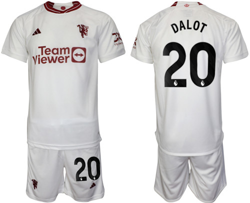 Manchester United 2nd away white 20# DALOT 2023-24 suit soccer jerseys