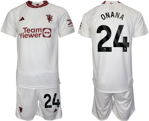 Manchester United 2nd away white 24# ONANA 2023-24 suit soccer jerseys