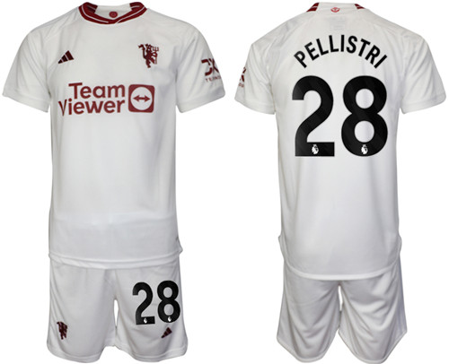 Manchester United 2nd away white 28# PELLISTRI 2023-24 suit soccer jerseys