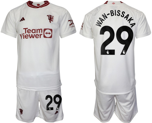 Manchester United 2nd away white 29# WAN-BISSAKA 2023-24 suit soccer jerseys