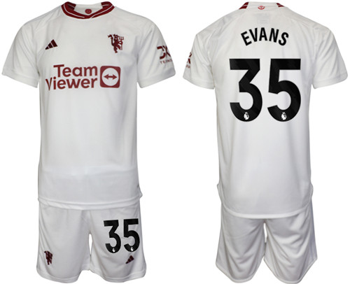 Manchester United 2nd away white 35# EVANS 2023-24 suit soccer jerseys